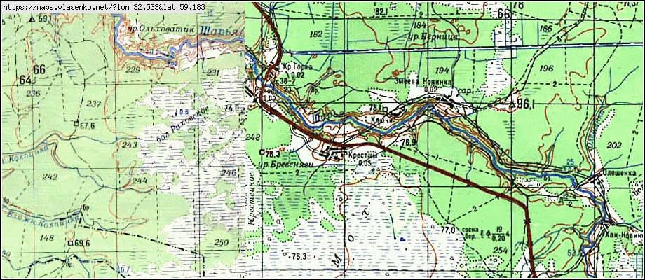 Карта КРЕСТЦЫ, Ленинградская область, Киришский район
