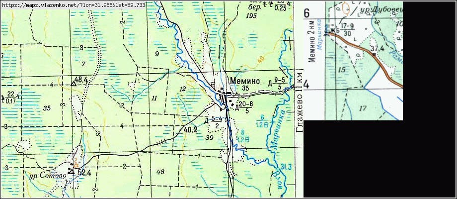 Карта МЕМИНО, Ленинградская область, Киришский район