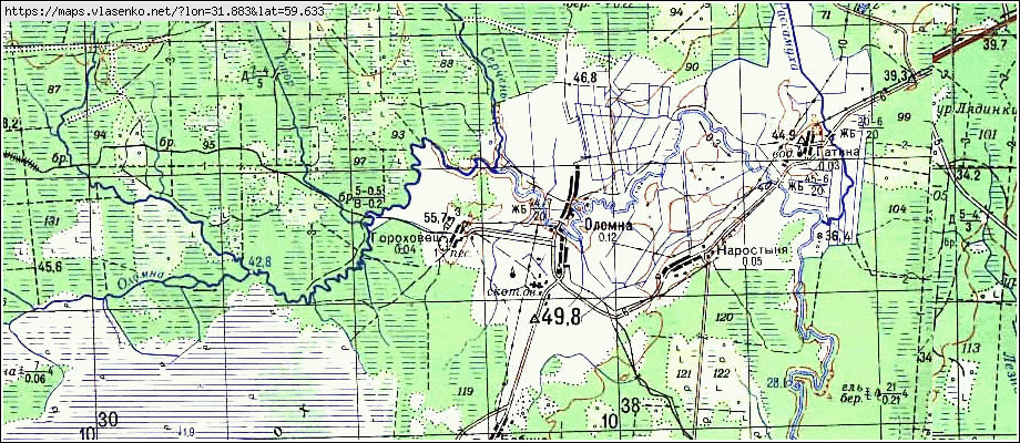 Карта ОЛОМНА, Ленинградская область, Киришский район