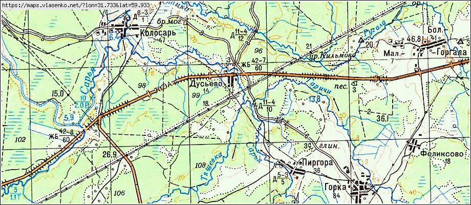 Карта ДУСЬЕВО, Ленинградская область, Кировский район