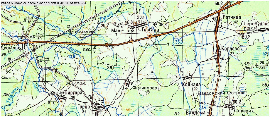 Карта ГОРГАЛА, Ленинградская область, Кировский район