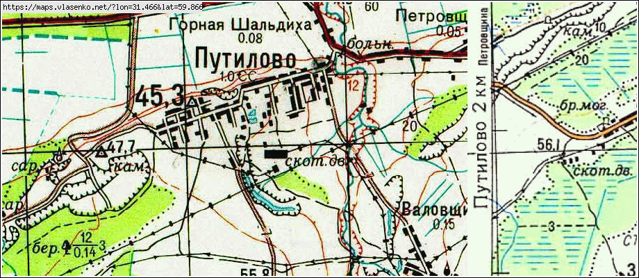 Карта ГОРНАЯ-ШАЛЬДИХА, Ленинградская область, Кировский район