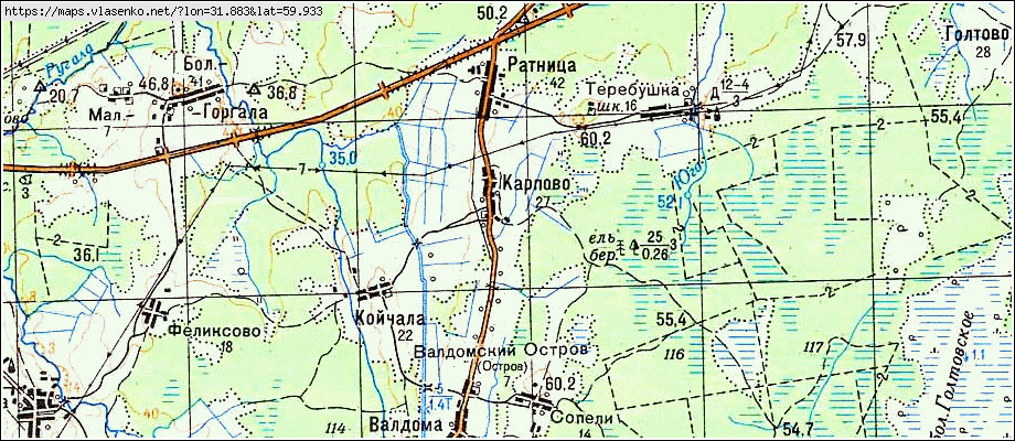 Карта КАРПОВО, Ленинградская область, Кировский район