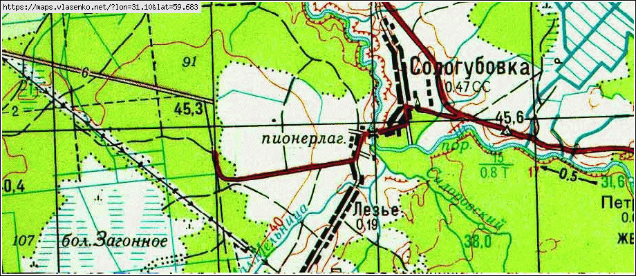 Карта ЛЕЗЬЕ, Ленинградская область, Кировский район