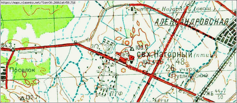 Карта НАГОРНЫЙ, Ленинградская область, Кировский район