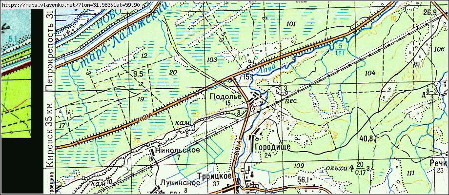Карта ПОДОЛЬЕ, Ленинградская область, Кировский район