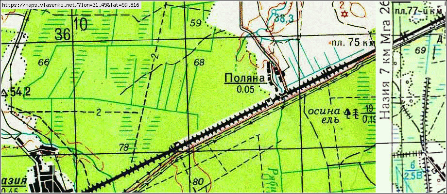 Карта ПОЛЯНА, Ленинградская область, Кировский район