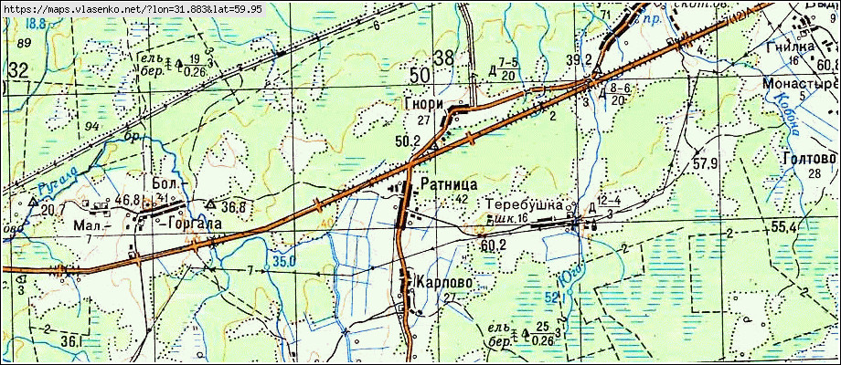 Карта РАТНИЦА, Ленинградская область, Кировский район