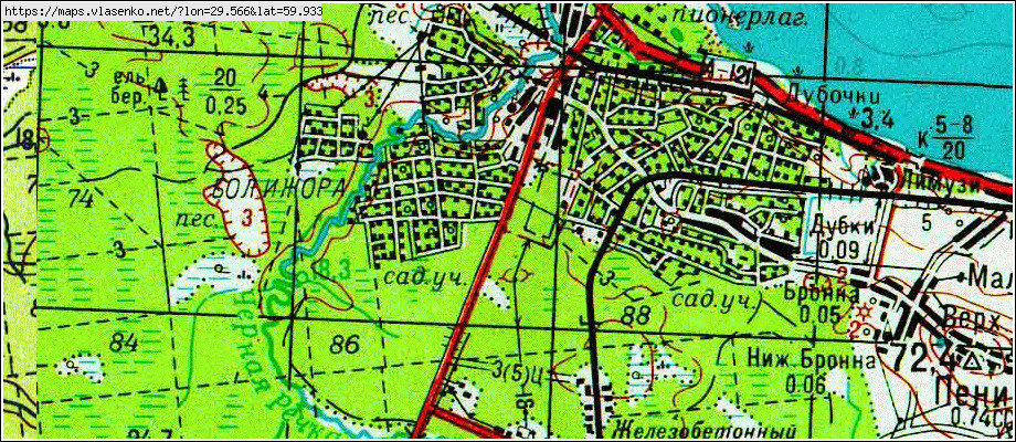Карта БОЛЬШАЯ ИЖОРА, Ленинградская область, Ломоносовский район