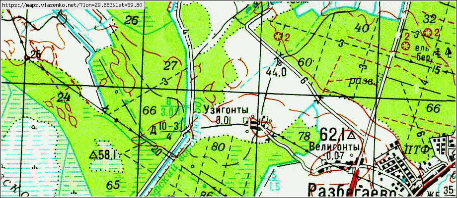 Карта БОЛЬШОЙ УЗИГОНТ, Ленинградская область, Ломоносовский район