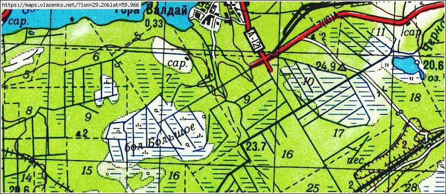 Карта ГОРА ВАЛДАЙ, Ленинградская область, Ломоносовский район