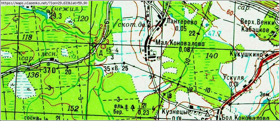 Карта МАЛОЕ КОНОВАЛОВО, Ленинградская область, Ломоносовский район