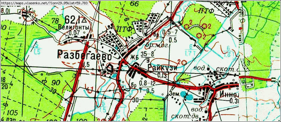 Карта РАЙКУЗИ, Ленинградская область, Ломоносовский район