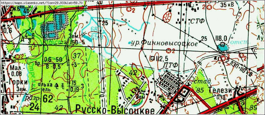 Карта РУССКО-ВЫСОЦКОЕ, Ленинградская область, Ломоносовский район