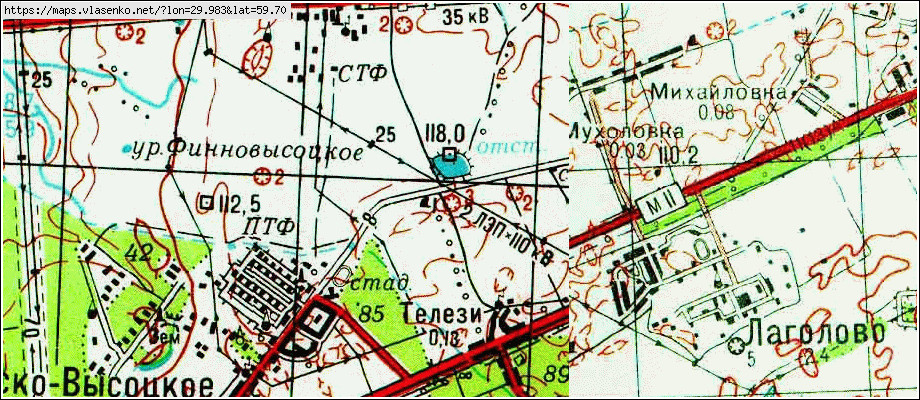 Карта ТЕЛЕЗИ, Ленинградская область, Ломоносовский район