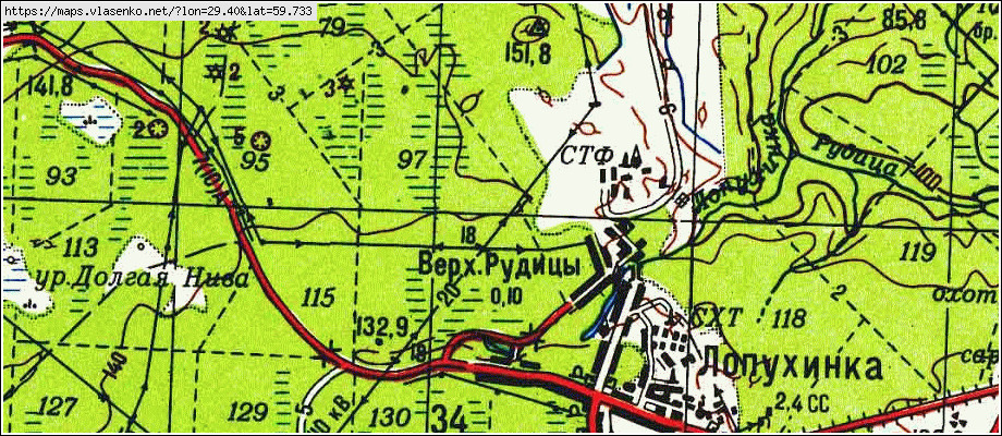 Карта ВЕРХНИЕ РУДИЦЫ, Ленинградская область, Ломоносовский район
