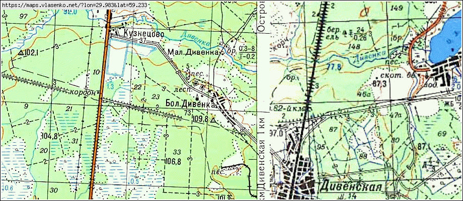Карта БОЛЬШАЯ ДИВЕНКА, Ленинградская область, Лужский район