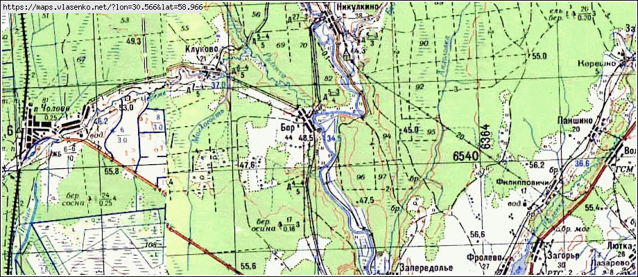 Карта БОР 1, Ленинградская область, Лужский район