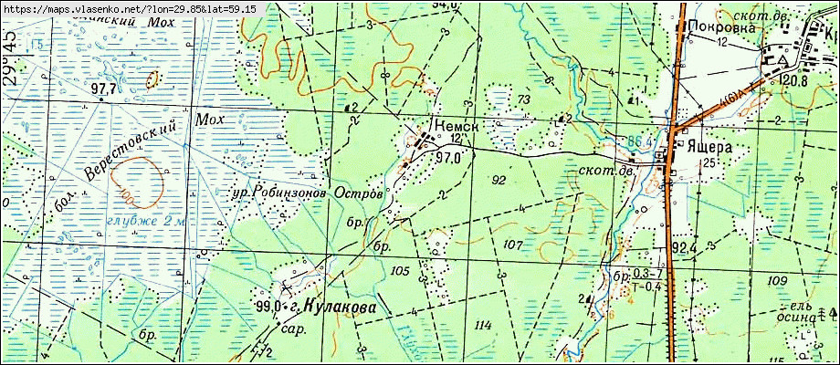 Карта КЕМСК, Ленинградская область, Лужский район