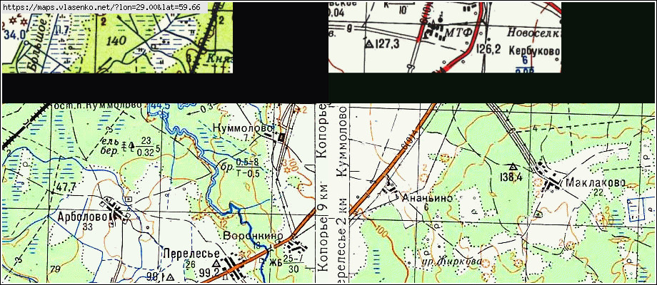 Карта ЛИПА, Ленинградская область, Лужский район