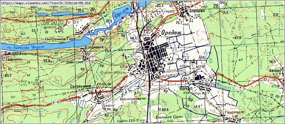 Карта ОРЕДЕЖ, Ленинградская область, Лужский район