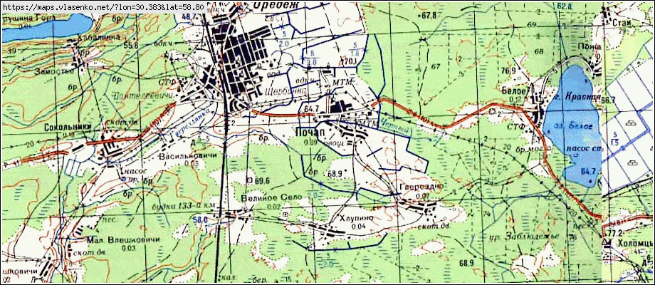Карта ПОЧАП, Ленинградская область, Лужский район