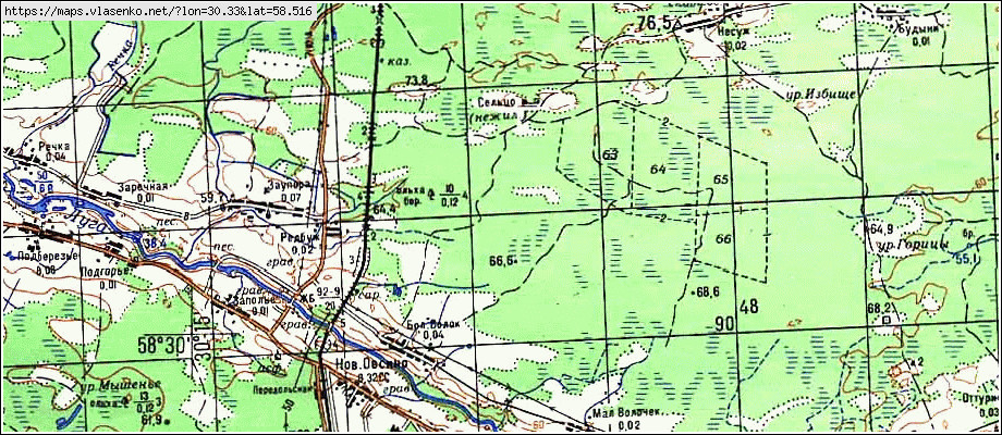 Карта ЗАРЕЧЬЕ 2, Ленинградская область, Лужский район