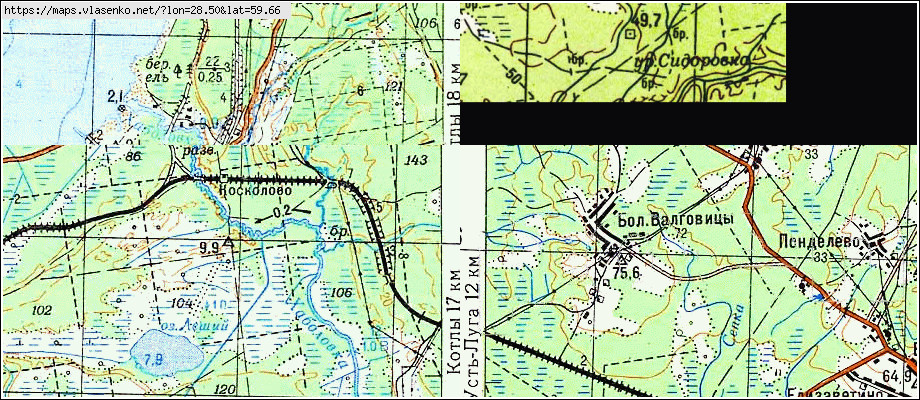 Карта ГОСТИЦЫ, Ленинградская область, Сланцевский район
