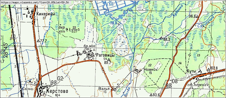 Карта СТРУИТИНО, Ленинградская область, Сланцевский район