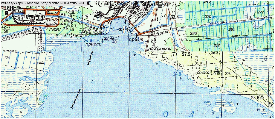 Карта ВЯЗИЩЕ, Ленинградская область, Сланцевский район