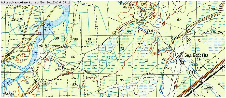 Карта ВЫСКАТКА, Ленинградская область, Сланцевский район