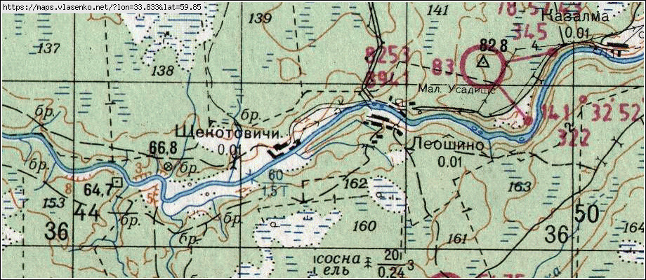 Карта ЩЕКОТОВИЧИ, Ленинградская область, Тихвинский район