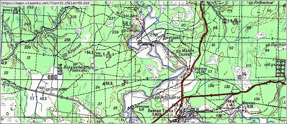 Карта ДМИТРОВО, Ленинградская область, Тихвинский район