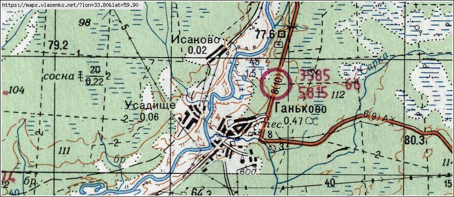 Карта ГАНЬКОВО, Ленинградская область, Тихвинский район