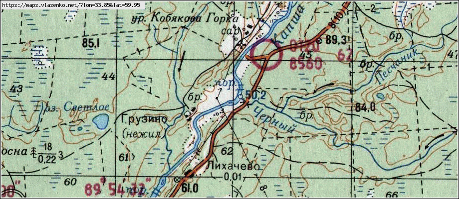 Карта ГРУЗИНО, Ленинградская область, Тихвинский район