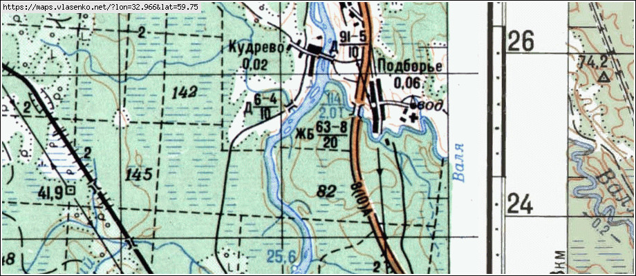 Карта КУДРЕВО, Ленинградская область, Тихвинский район