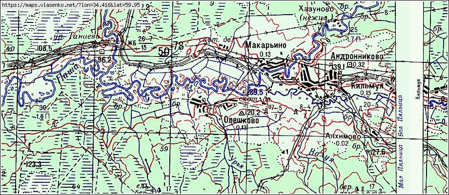 Карта ОЛЕШКОВО, Ленинградская область, Тихвинский район