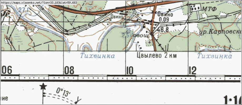 Карта ОВИНО, Ленинградская область, Тихвинский район