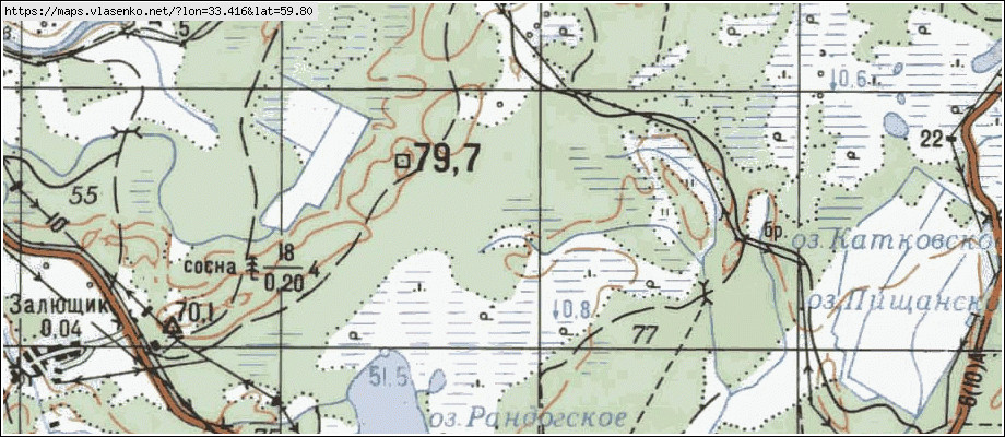 Карта РАНДОГА, Ленинградская область, Тихвинский район