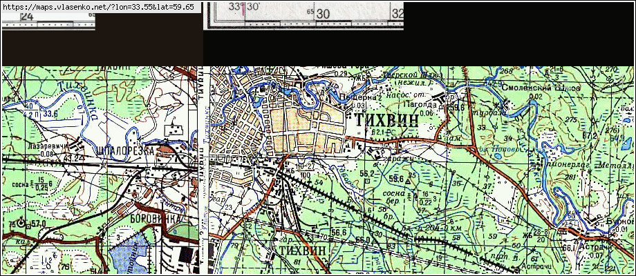 Карта ТИХВИН, Ленинградская область, Тихвинский район