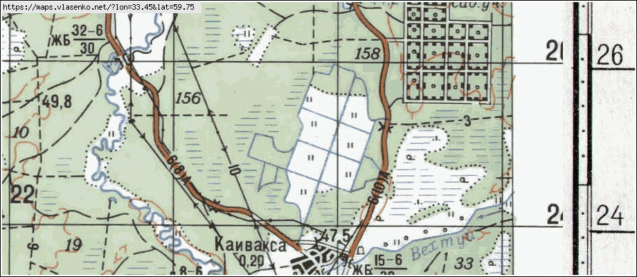 Карта ВЛАДЫЧНО, Ленинградская область, Тихвинский район
