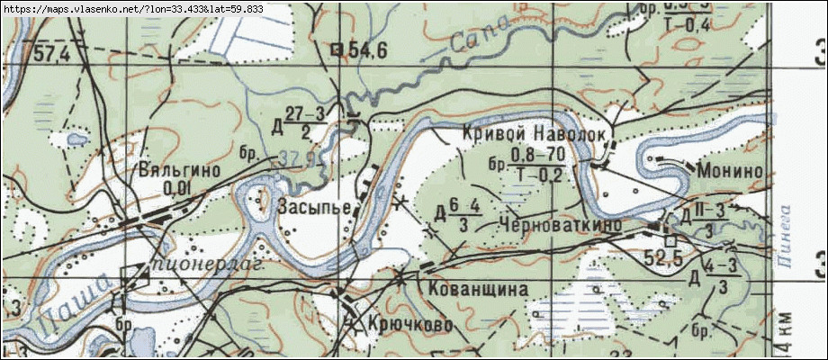 Карта ЗАСЫПЬЕ, Ленинградская область, Тихвинский район