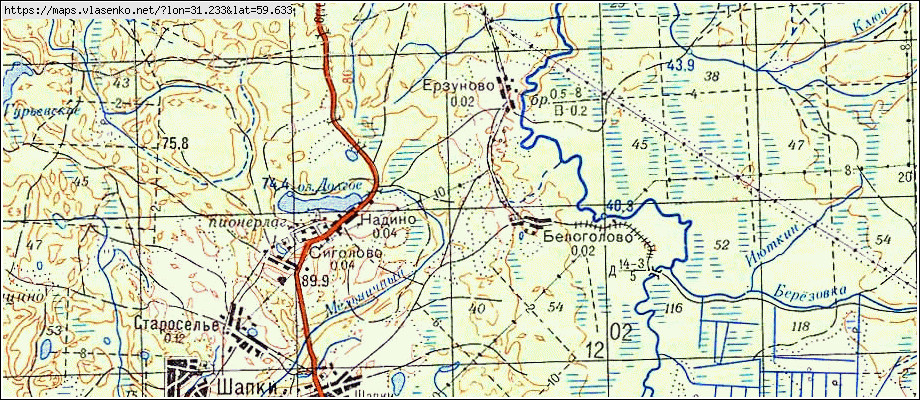 Карта ЕРЗУНОВО, Ленинградская область, Тосненский район