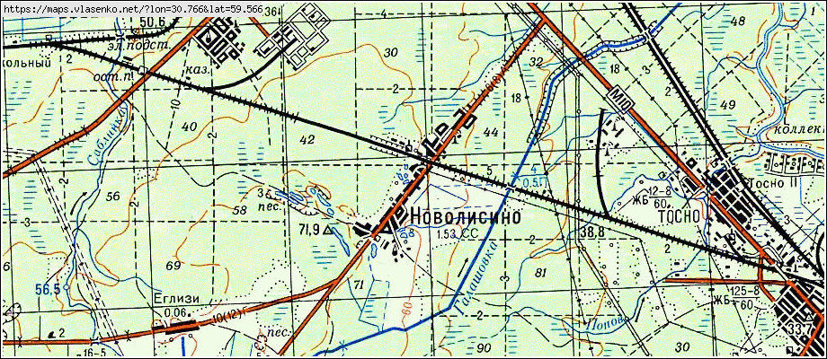 Карта НОВОЛИСИНО, Ленинградская область, Тосненский район