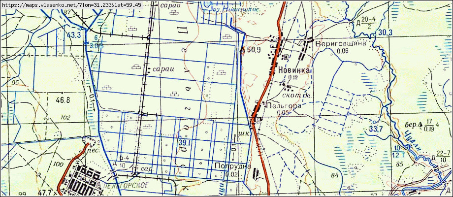 Карта ПЕЛЬГОРА, Ленинградская область, Тосненский район