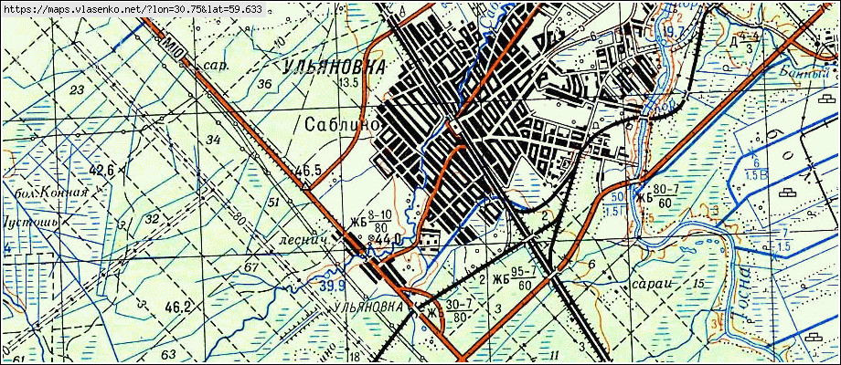 Карта САБЛИНО, Ленинградская область, Тосненский район