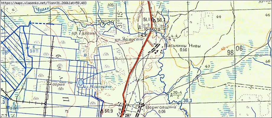 Карта ВАСЬКИНЫ НИВЫ, Ленинградская область, Тосненский район