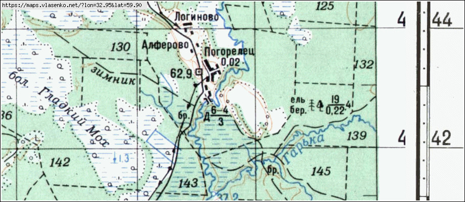 Карта АЛФЕРОВО, Ленинградская область, Волховский район