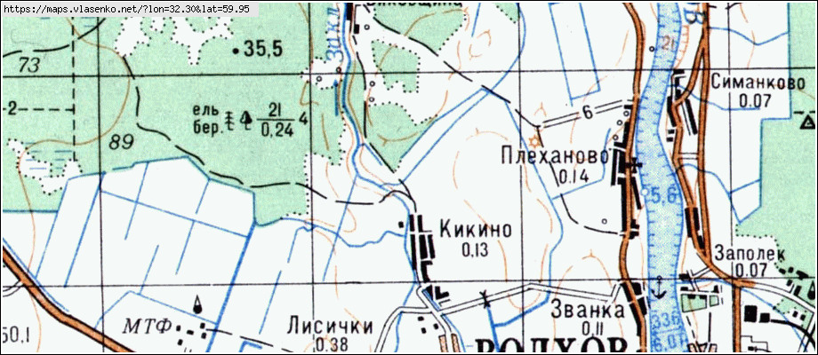 Карта КИКИНО, Ленинградская область, Волховский район