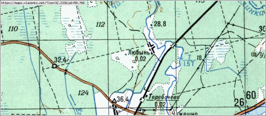 Карта ЛЮБЫНЬ, Ленинградская область, Волховский район